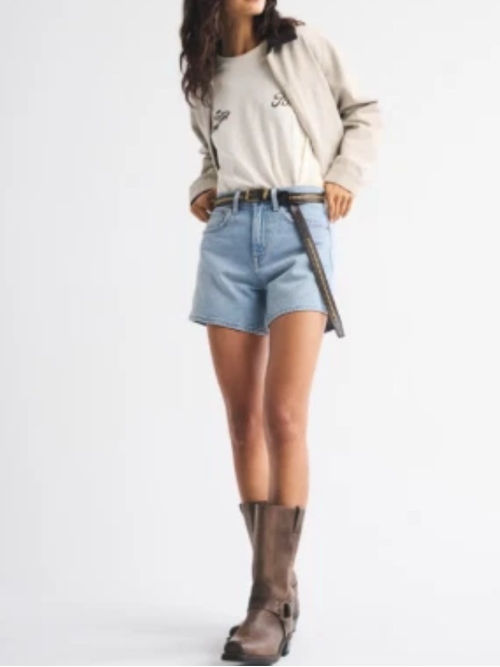 Abercrombie & Fitch High Rise Dad Short Light Denim Women's Size 30